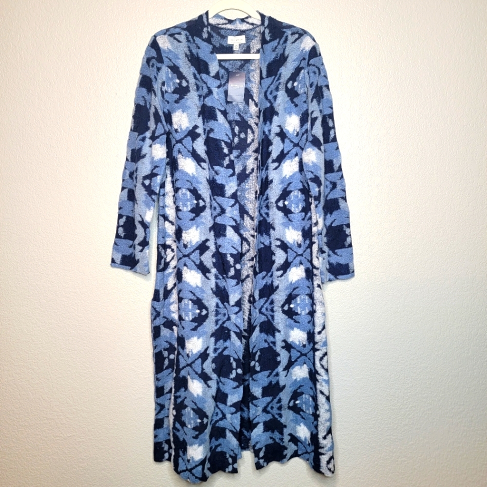 Lucky Brand Western Indian Aztec Jacquard Long Sleeve Duster Cardigan Size Large